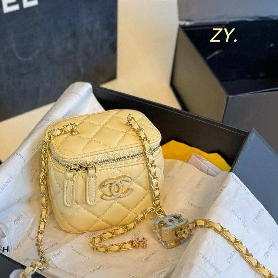 Chanel Quilted Vanity Box Bag with Chain Strap