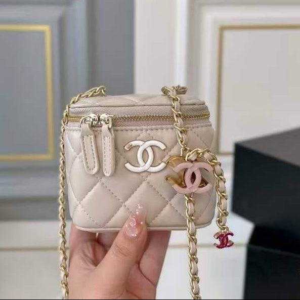 Chanel Quilted Vanity Box Bag with Chain Strap