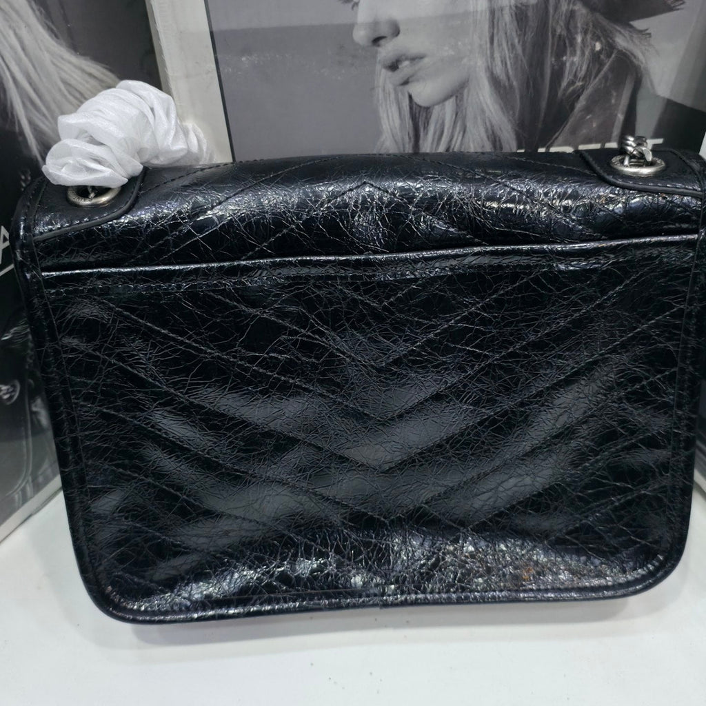 Saint Laurent Mirror Original Chain Bag in Distressed Black
