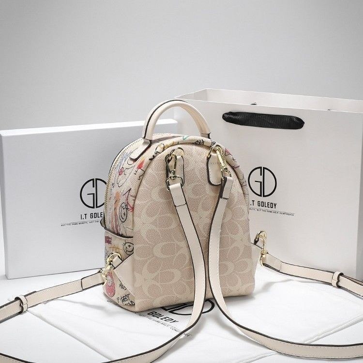 I.T GOLEDY Graffiti Print Mini Backpack with Playful Bear and Cat
