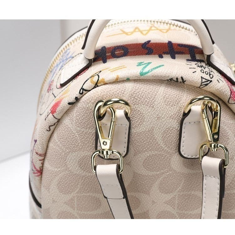 I.T GOLEDY Graffiti Print Mini Backpack with Playful Bear and Cat