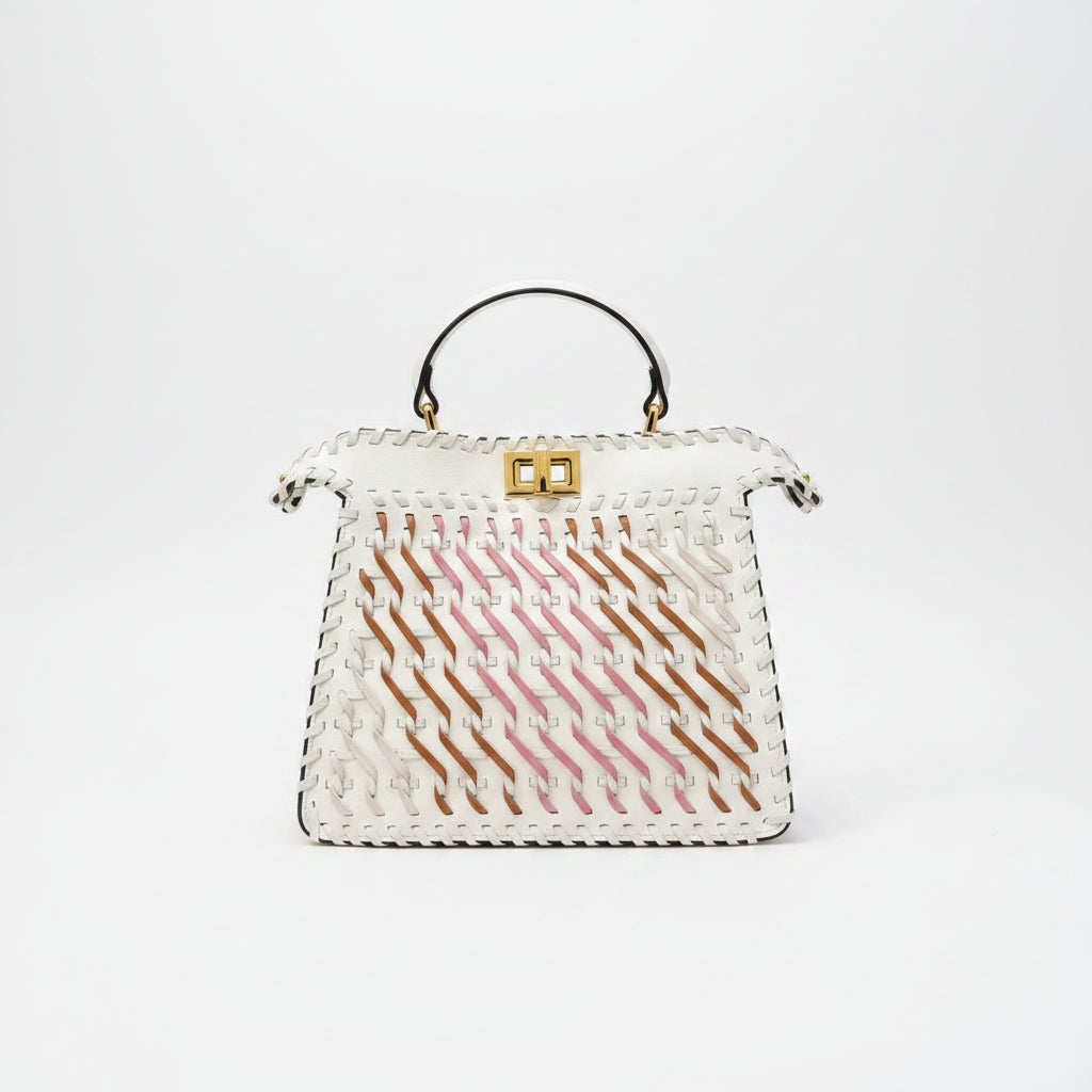 Fendi Woven Detail Handbag with Elegant Contrast Weaving
