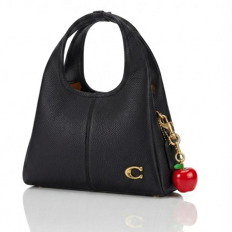 Coach Pebble Grain Leather Handbag with Playful Apple Charm