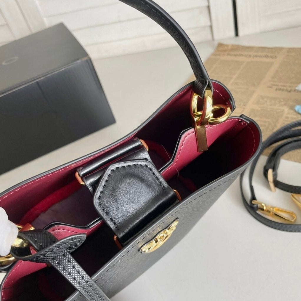 Pinko Black Structured Logo Bucket Bag