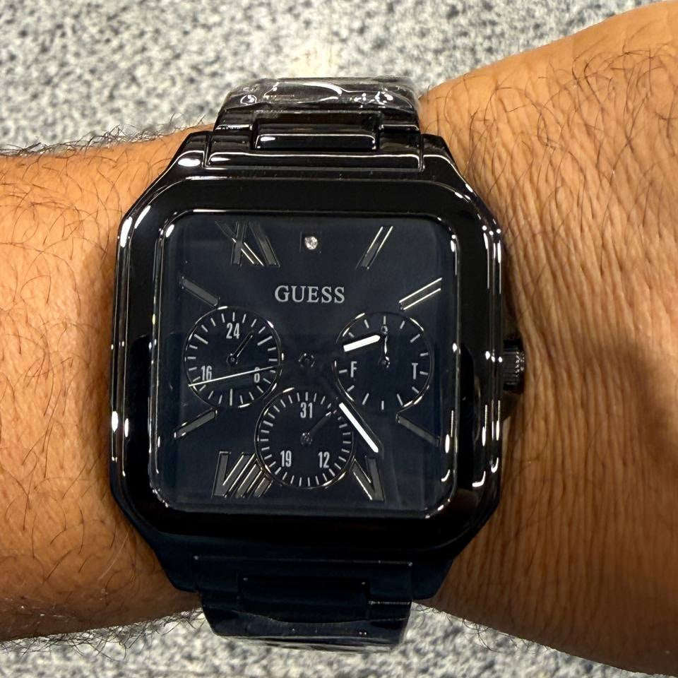 Guess Men's Square Black Chronograph Watch