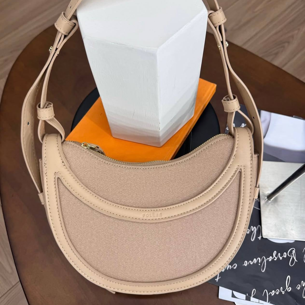Polene Numero Dix Black Crescent Bag