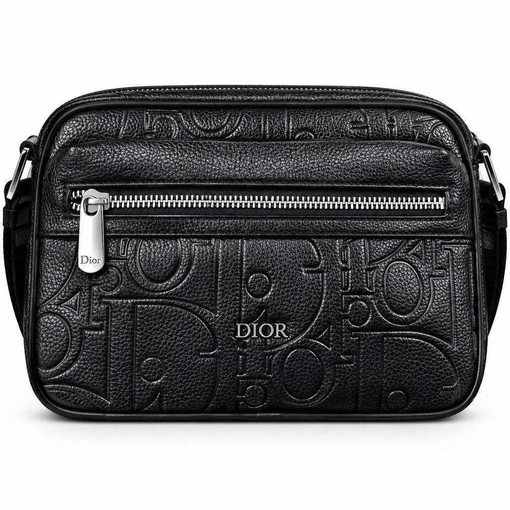 Dior Oblique Messenger Bag in Black Grained Calfskin