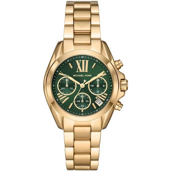 Michael Kors Chronograph Watch in Radiant Gold and Forest Green