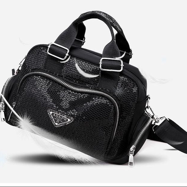 ADAPR Sequin Nylon Crossbody Bag in Sleek Black