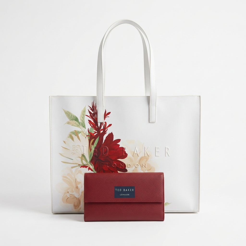 Ted Baker Botanical Floral Tote Bag with Matching Pouch