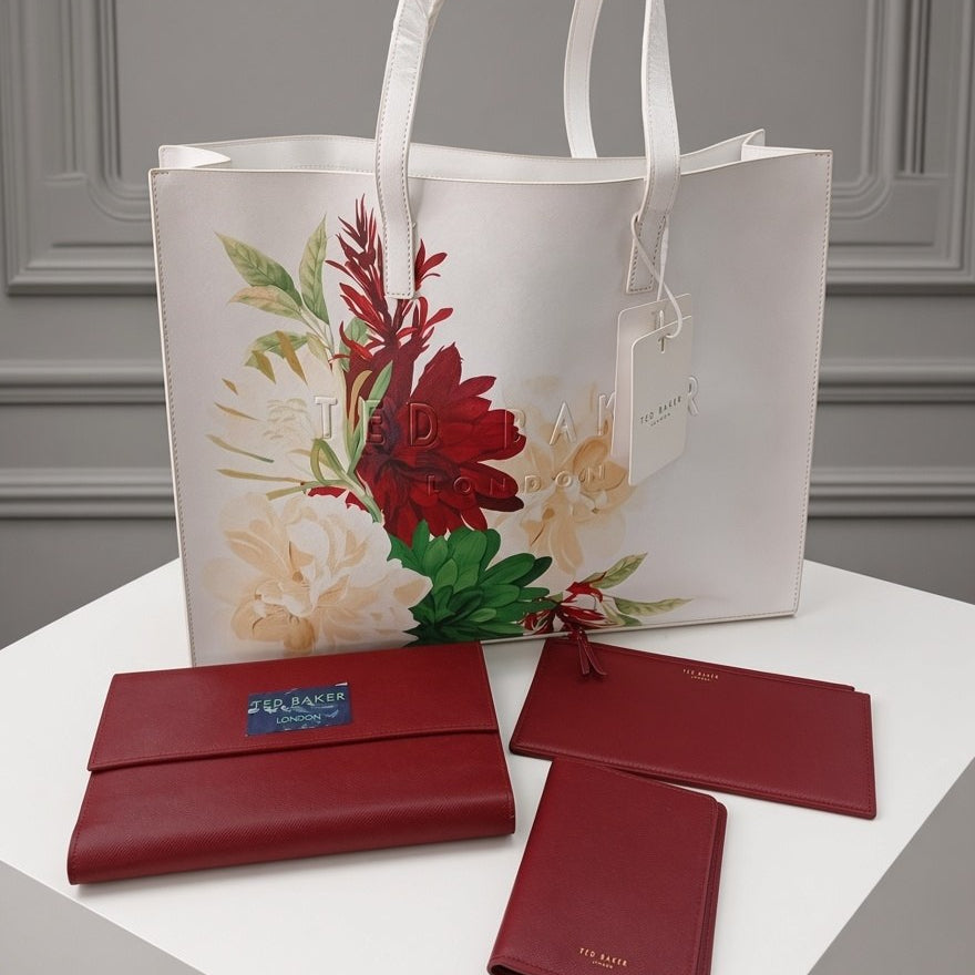 Ted Baker Botanical Floral Tote Bag with Matching Pouch