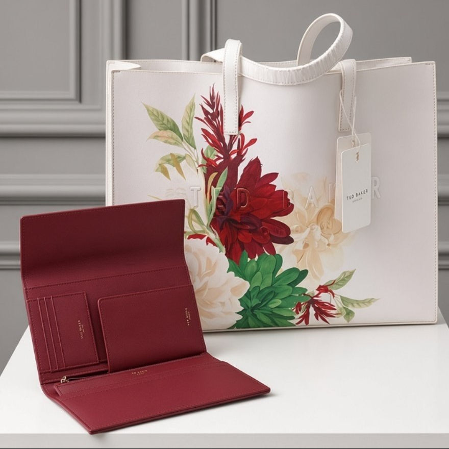 Ted Baker Botanical Floral Tote Bag with Matching Pouch