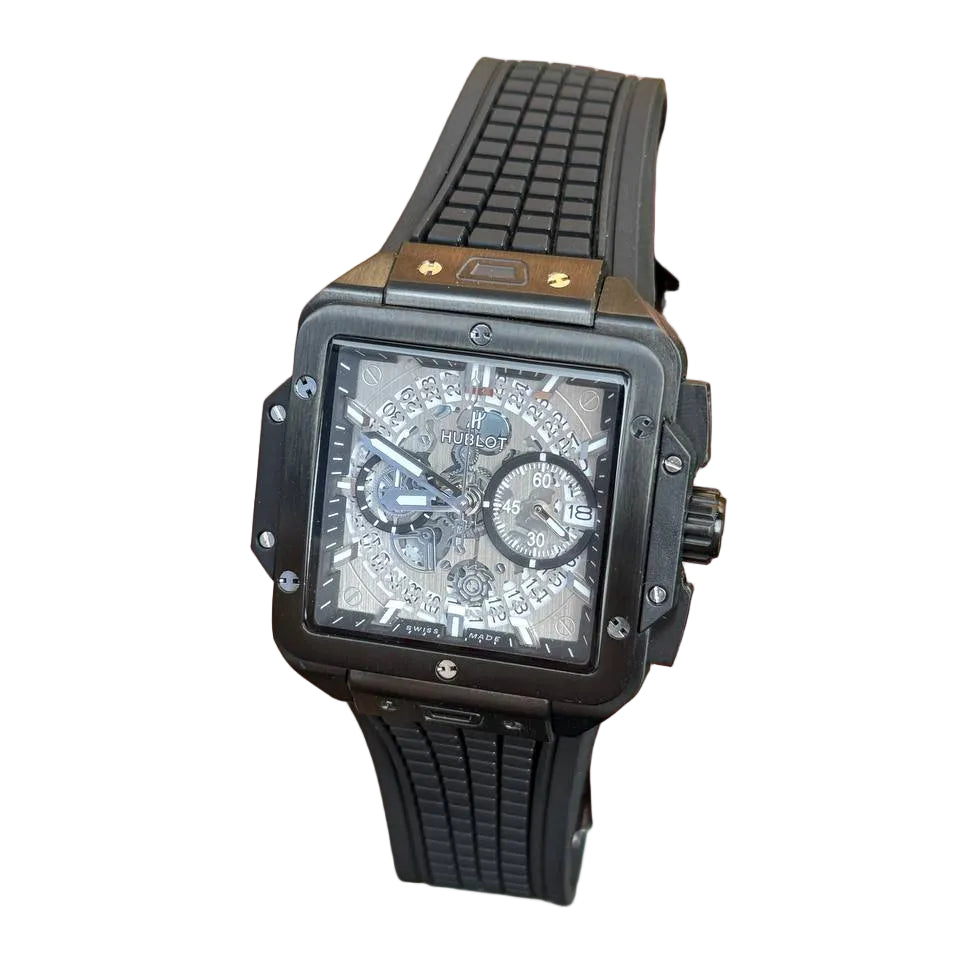 Hublot Men's Black Rubber & Steel Skeleton Watch ⌚🖤🔩