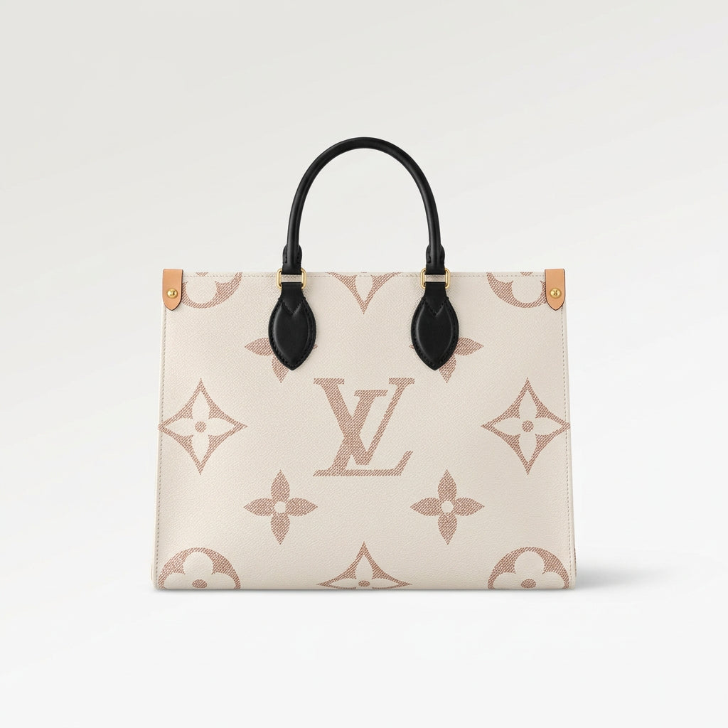 Louis Vuitton Monogram Tote with Contrast Handles and Gold Hardware