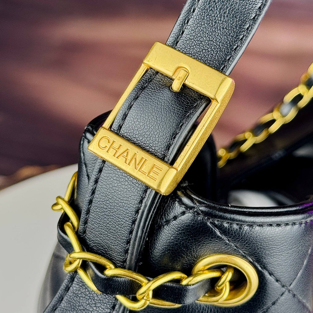 Chanel Quilted Leather Hobo Bag with Gold-Tone Chain 👜✨⚪