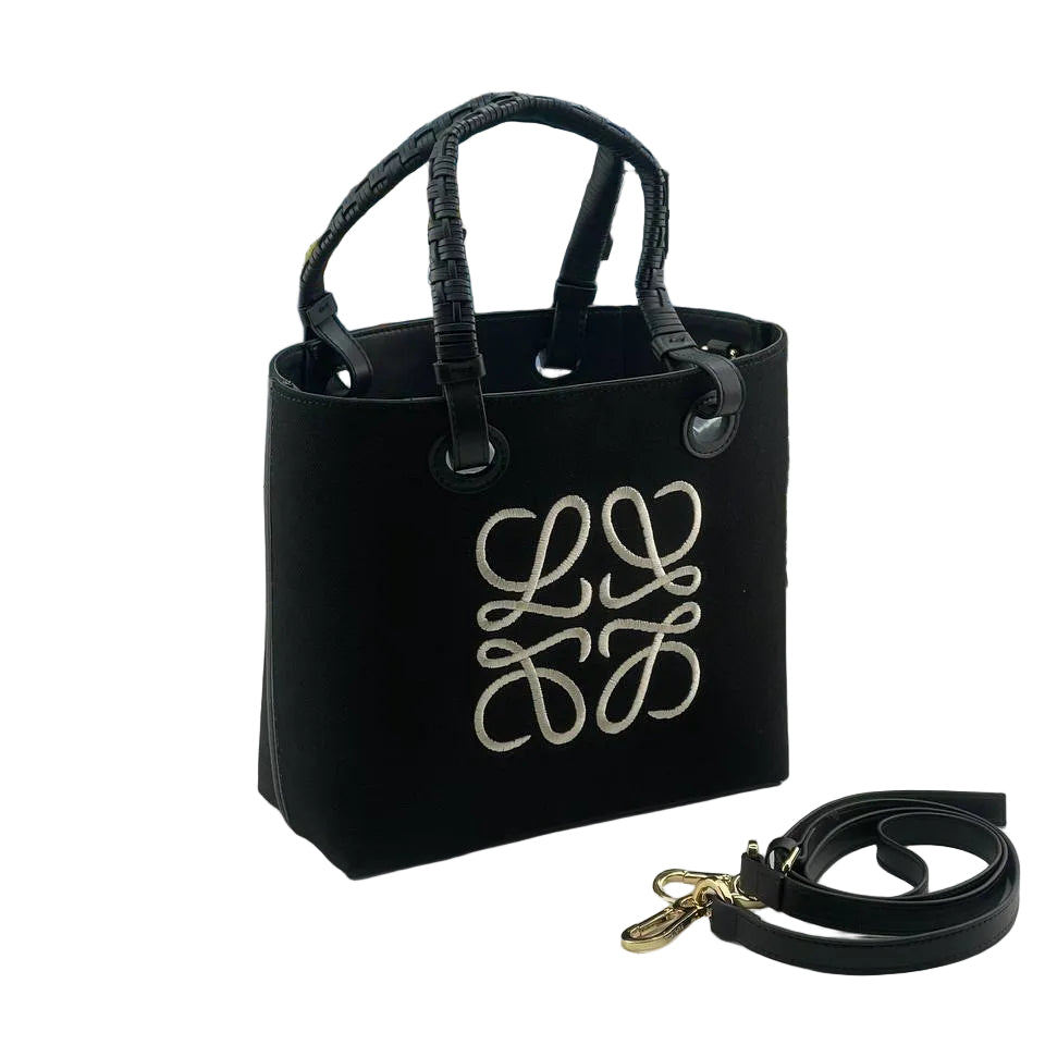 Loewe Anagram Embroidered Canvas Tote Bag with Braided Handles 👜✨⬛