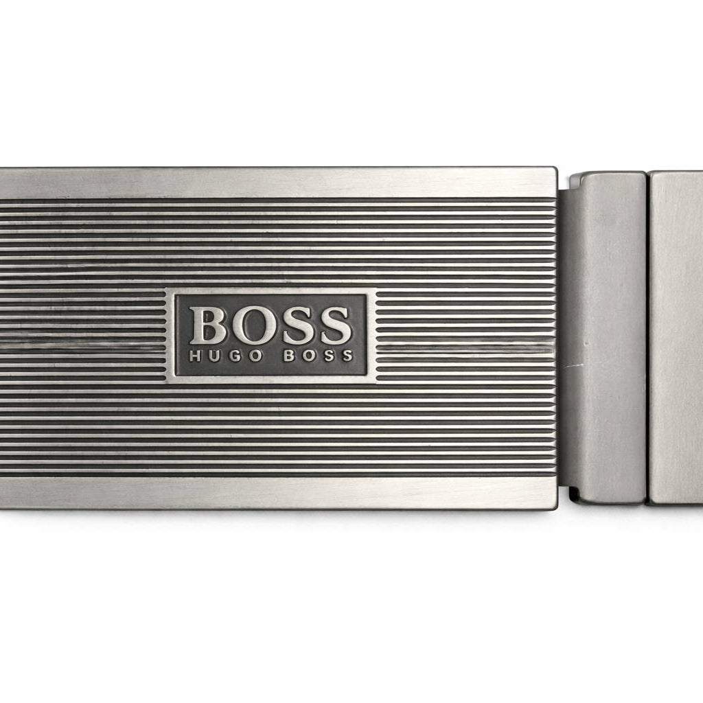 BOSS Men's Black Leather Reversible Belt Gift Set with Interchangeable Buckles 💼✨🎁
