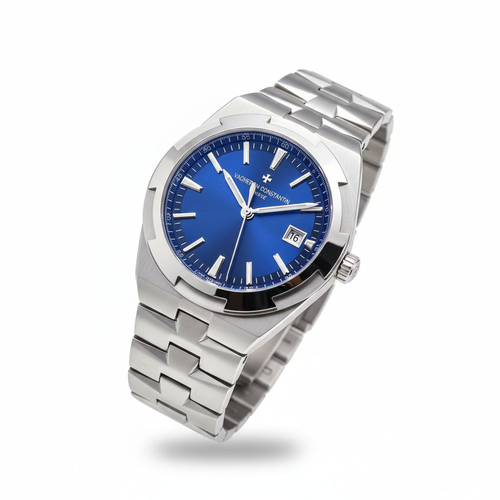 Steel Symphony: Blue & Silver Men's Watch ⌚🔵✨