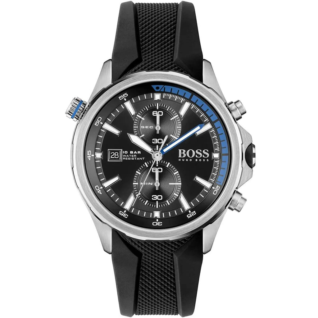 Sleek Navigator: Black & Silver Stainless Steel Men's Watch ⌚⚫🔩