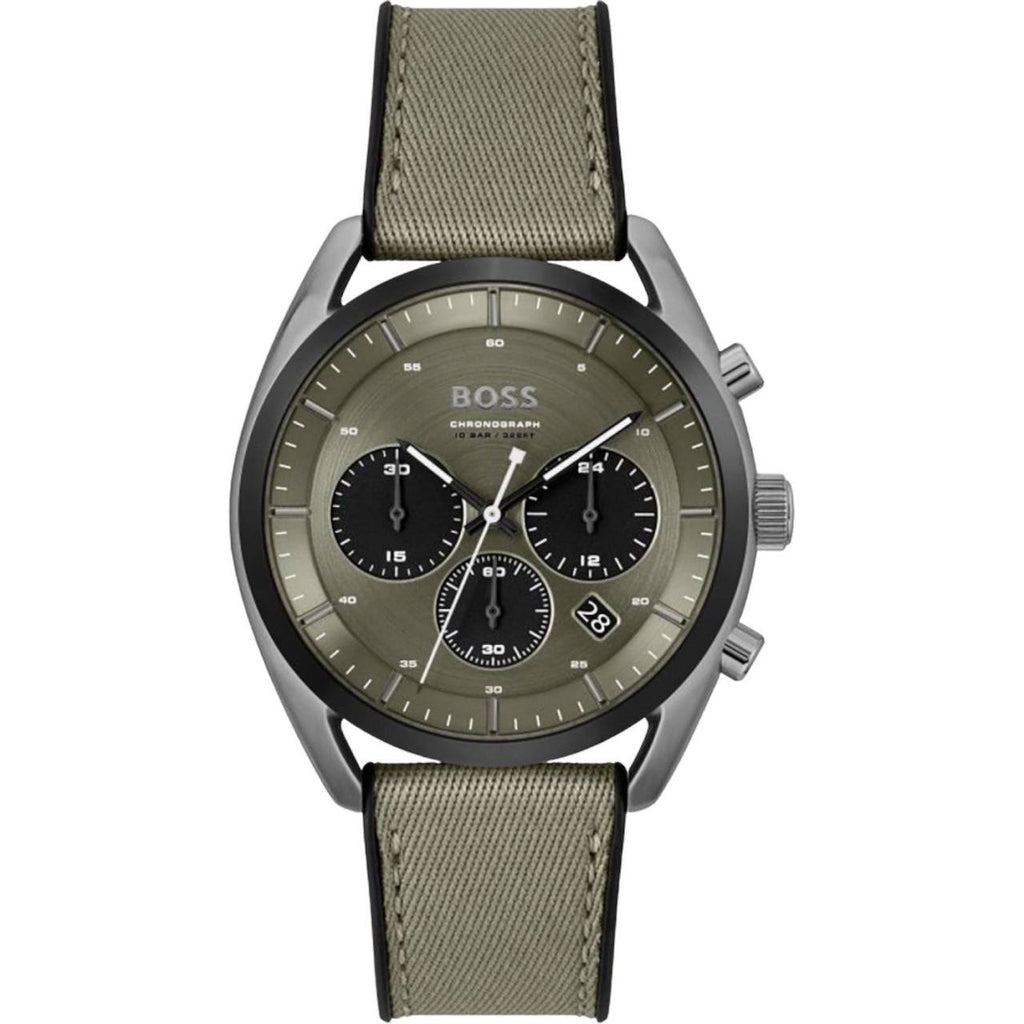 BOSS Green & Silver Chronograph Watch ⌚🌿