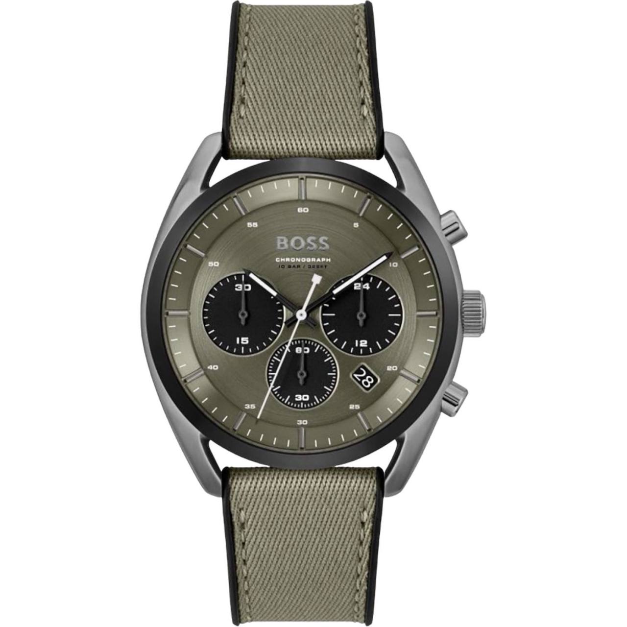 BOSS Green & Silver Chronograph Watch ⌚🌿
