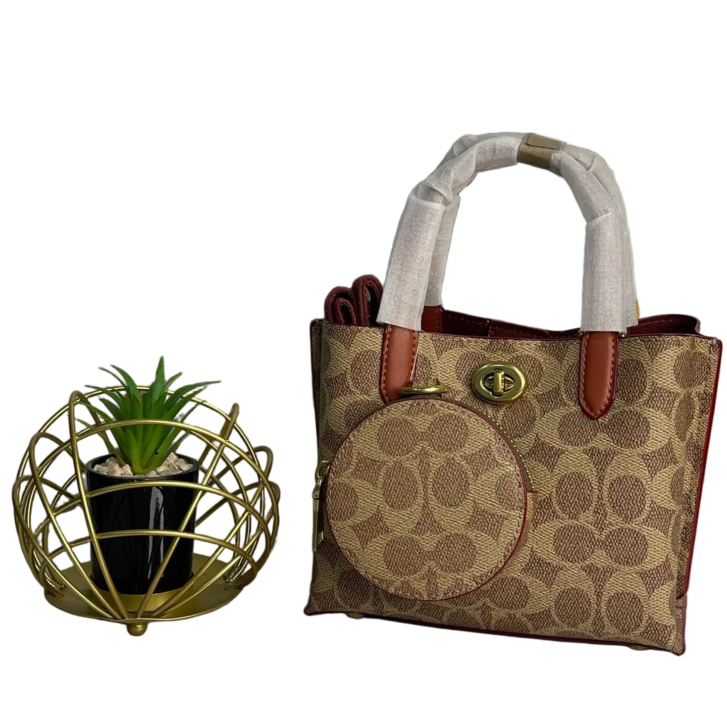 Coach Signature Canvas Tote with Detachable Circular Coin Purse 👜✨🤎