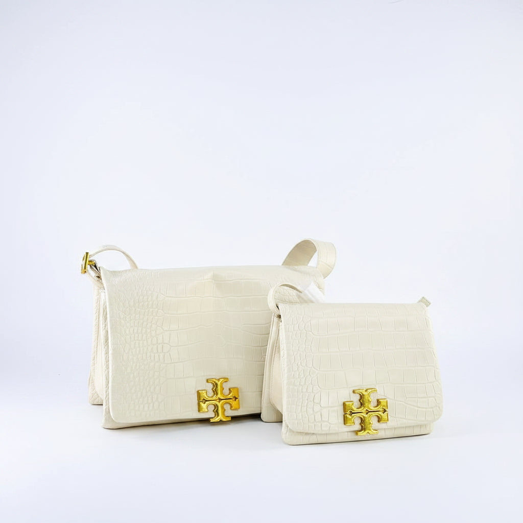 Tory Burch White Croc-Embossed Shoulder Bag 👜🤍