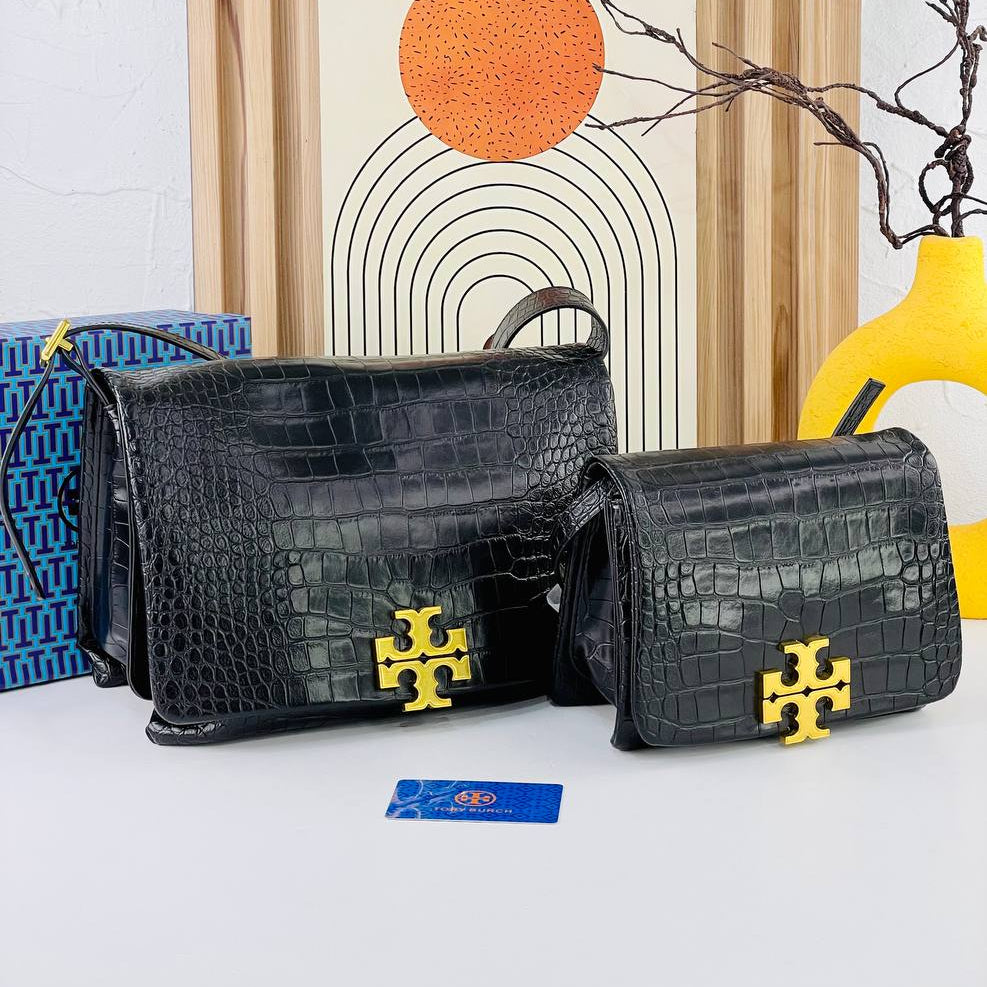 Tory Burch White Croc-Embossed Shoulder Bag 👜🤍