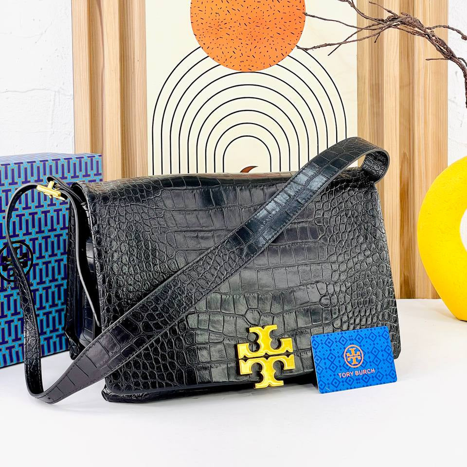 Tory Burch White Croc-Embossed Shoulder Bag 👜🤍