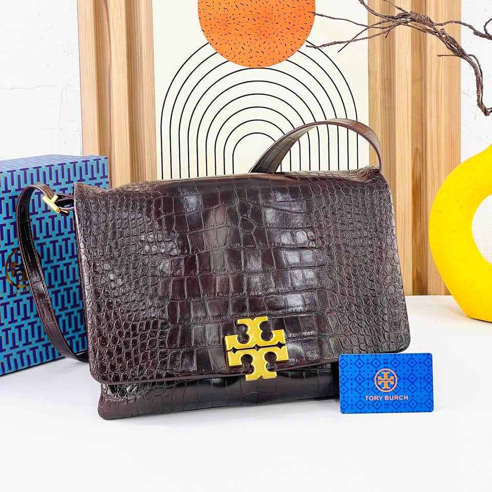 Tory Burch White Croc-Embossed Shoulder Bag 👜🤍