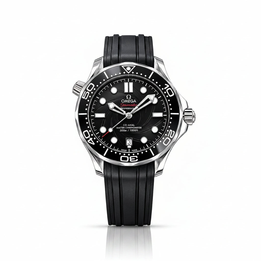 Omega Seamaster Blue Rubber & Steel Diver Watch ⌚🌊💙