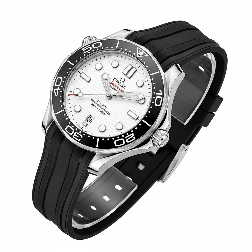 Omega Seamaster Blue Rubber & Steel Diver Watch ⌚🌊💙