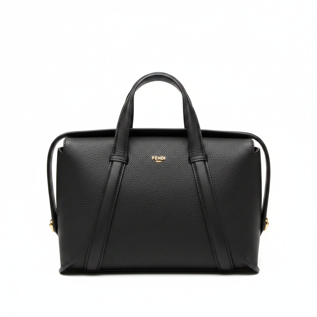 Fendi Roma Black Textured Leather Handbag 👜✨