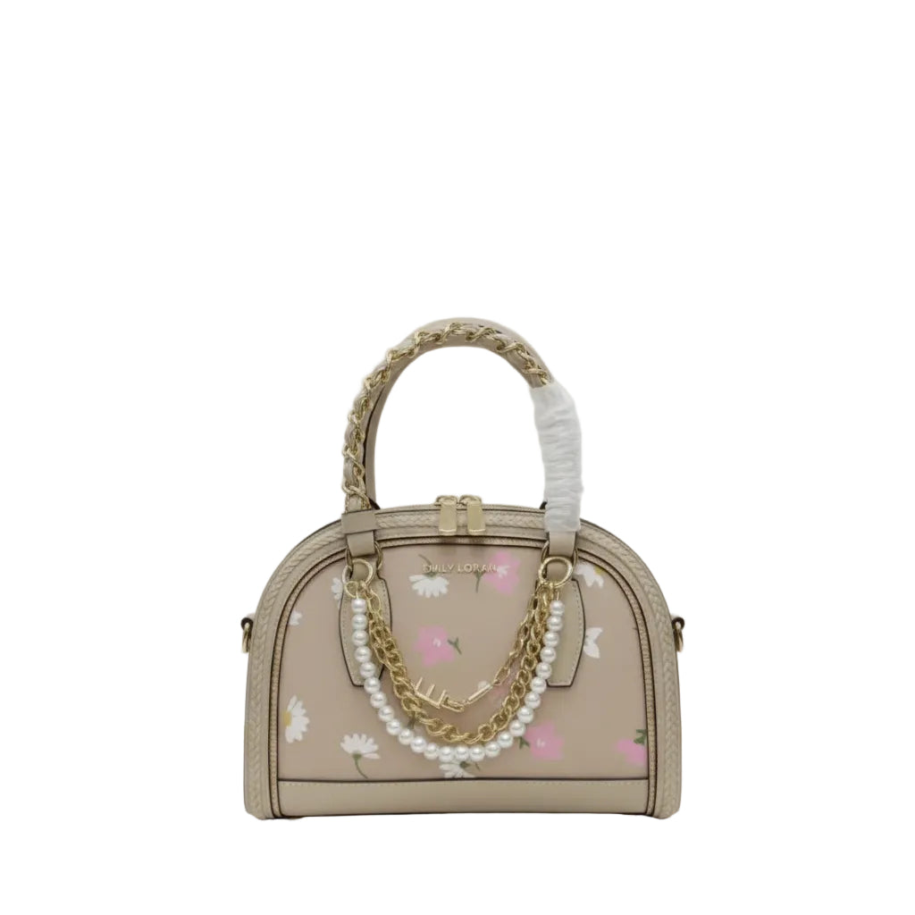 Emily Loran Floral Handbag with Pearl and Chain Accents 🌸👜✨