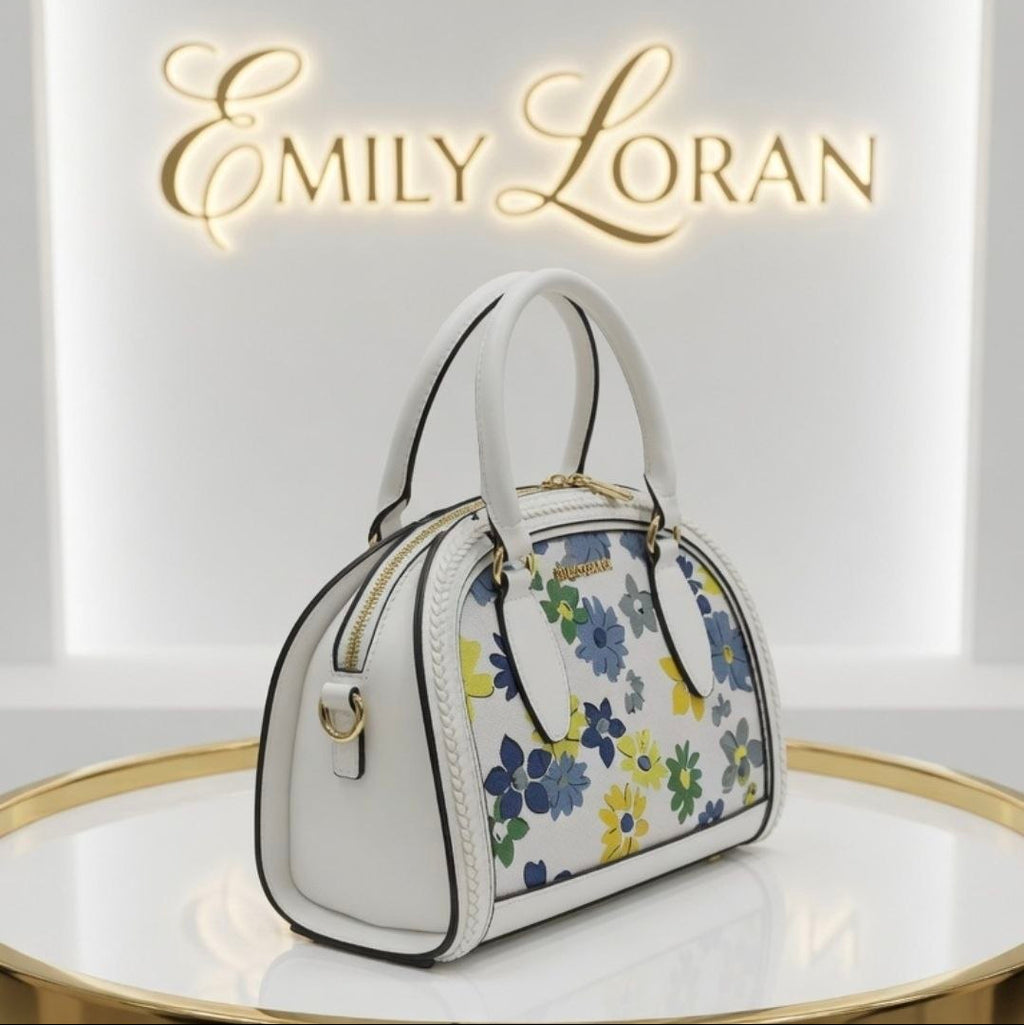 Emily Loran Floral Handbag with Pearl and Chain Accents 🌸👜✨