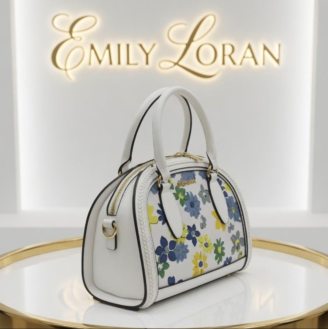 Emily Loran Floral Handbag with Pearl and Chain Accents 🌸👜✨