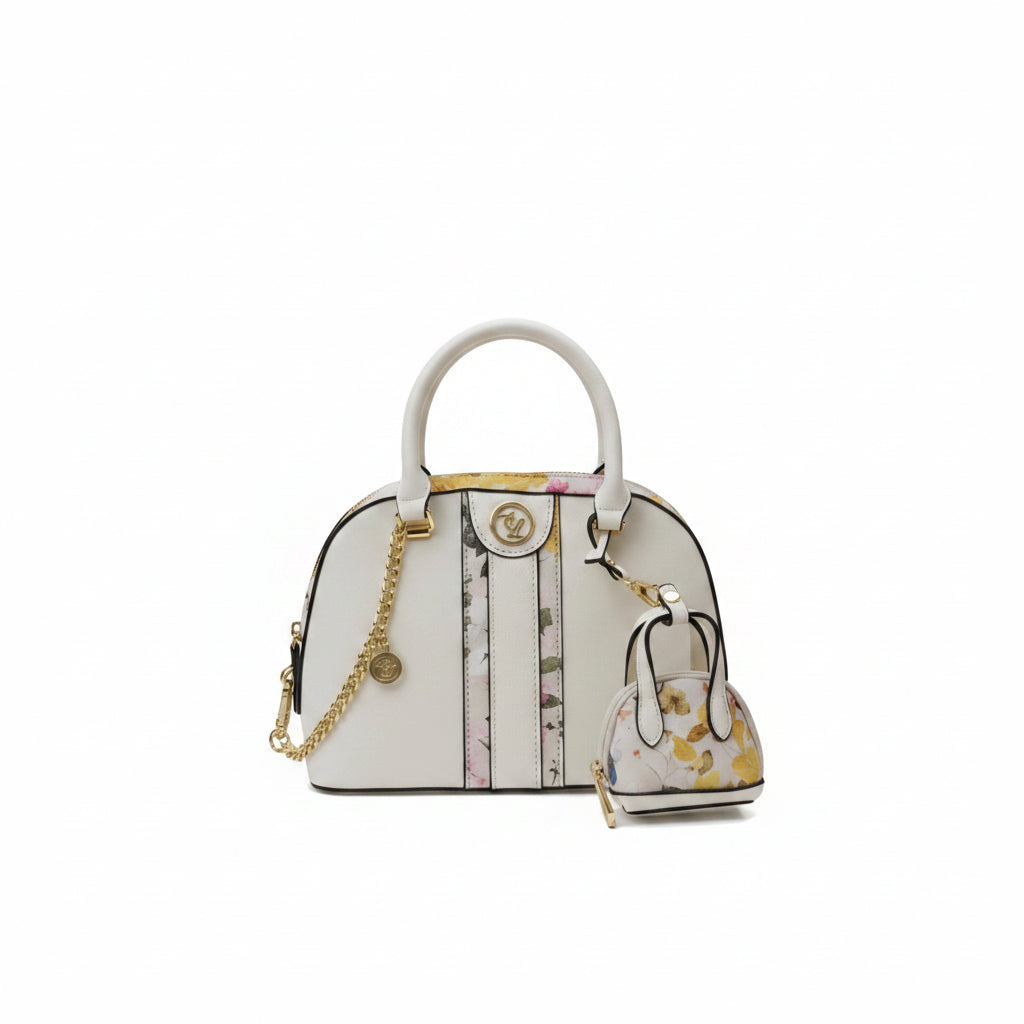 Emily Loran Floral Dome Handbag with Matching Mini Pouch 🌸👜