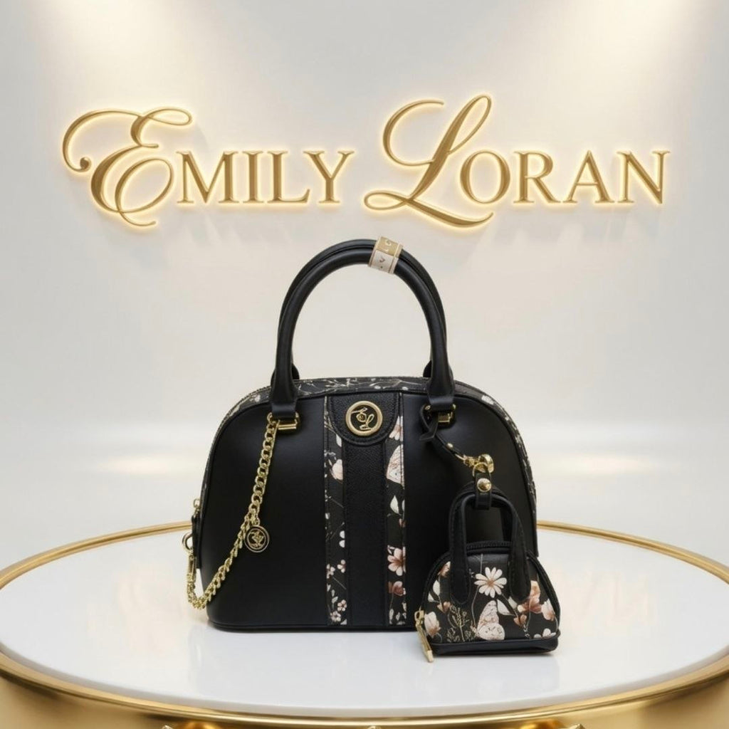 Emily Loran Floral Dome Handbag with Matching Mini Pouch 🌸👜