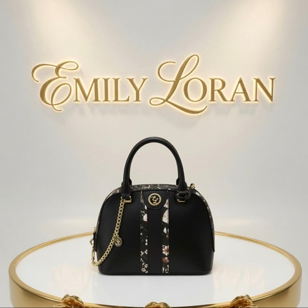 Emily Loran Floral Dome Handbag with Matching Mini Pouch 🌸👜