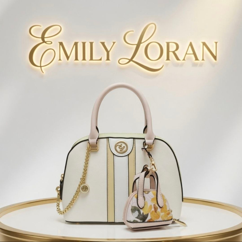 Emily Loran Floral Dome Handbag with Matching Mini Pouch 🌸👜