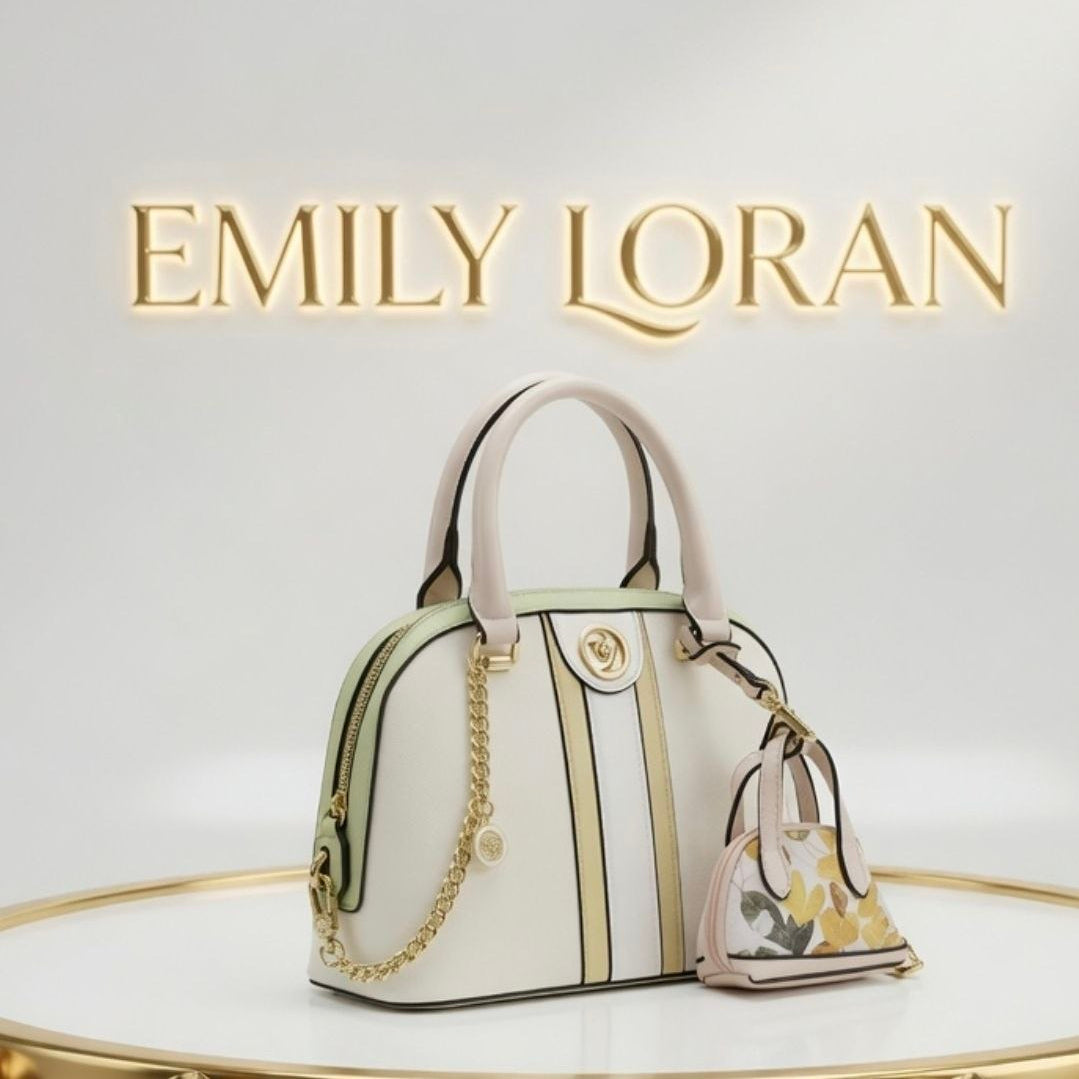 Emily Loran Floral Dome Handbag with Matching Mini Pouch 🌸👜