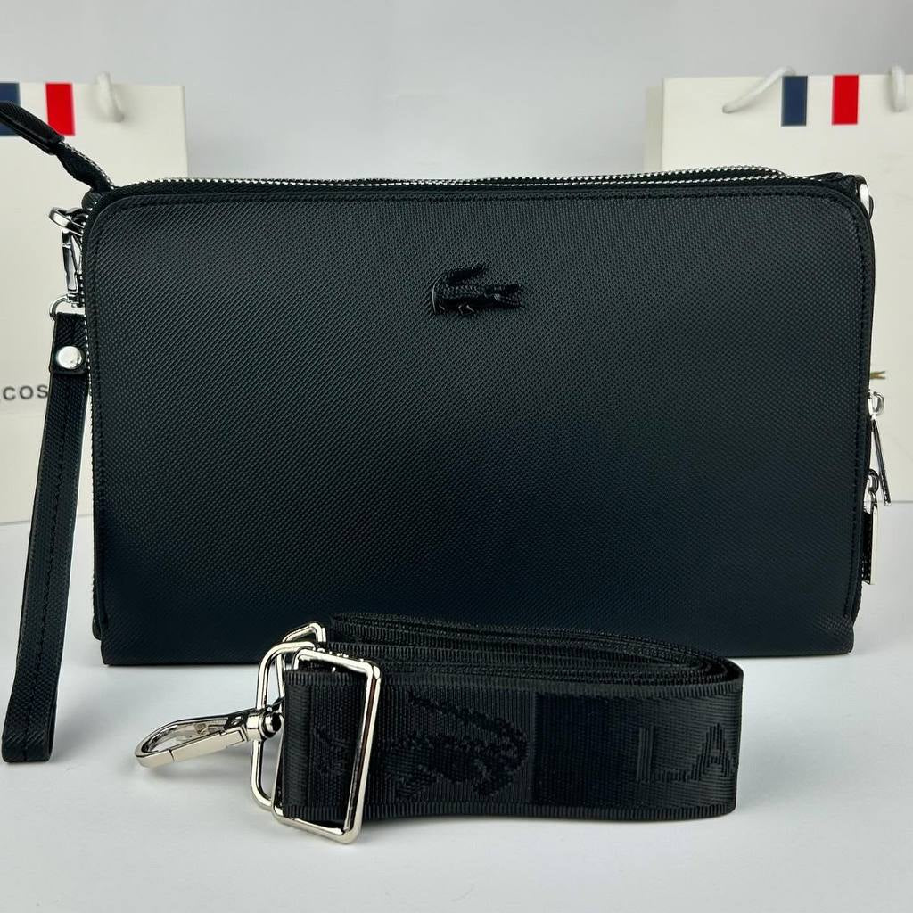 Lacoste Sleek Black Hand and Crossbody Bag 🐊💼