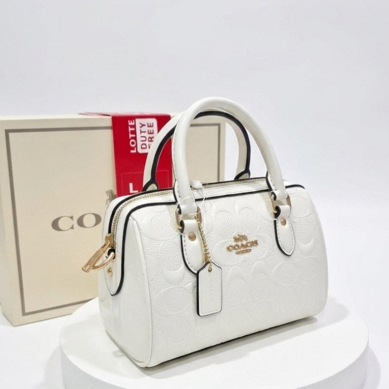 Coach Red Signature Mirror Original Satchel with Crossbody Strap 👜