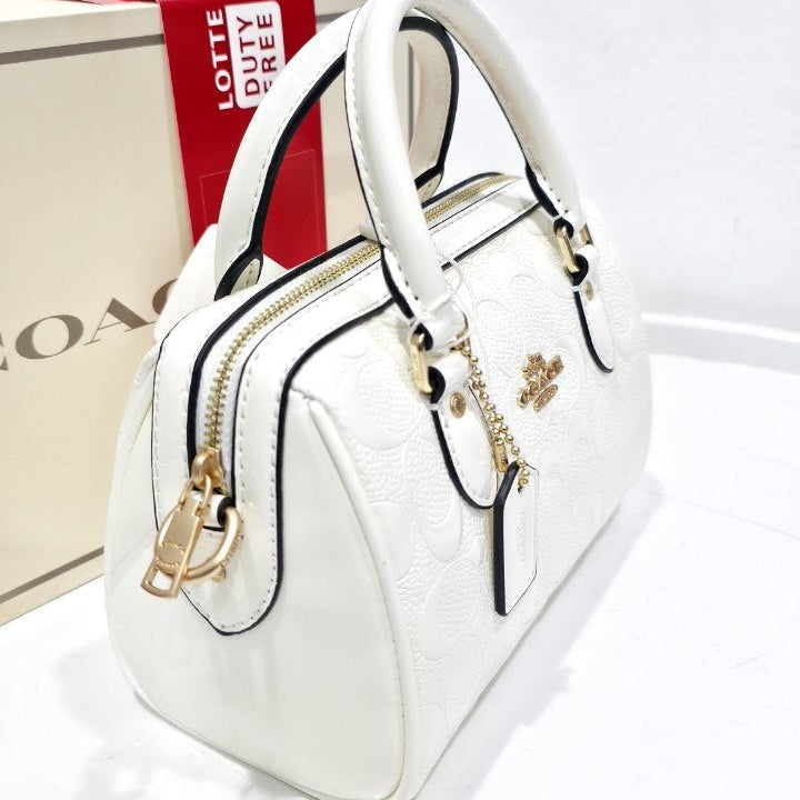 Coach Red Signature Mirror Original Satchel with Crossbody Strap 👜