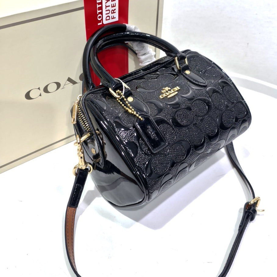 Coach Red Signature Mirror Original Satchel with Crossbody Strap 👜