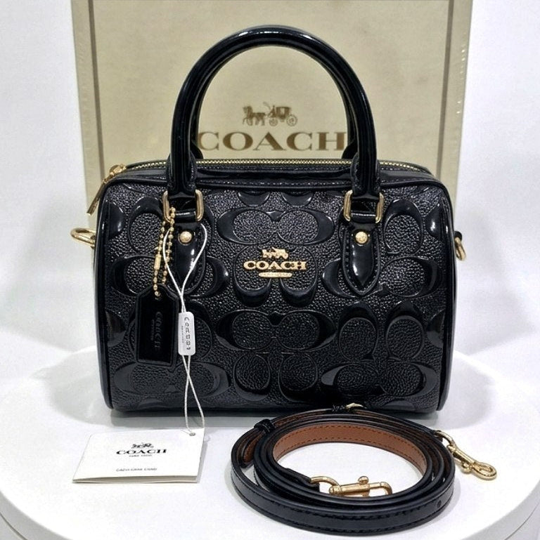 Coach Red Signature Mirror Original Satchel with Crossbody Strap 👜