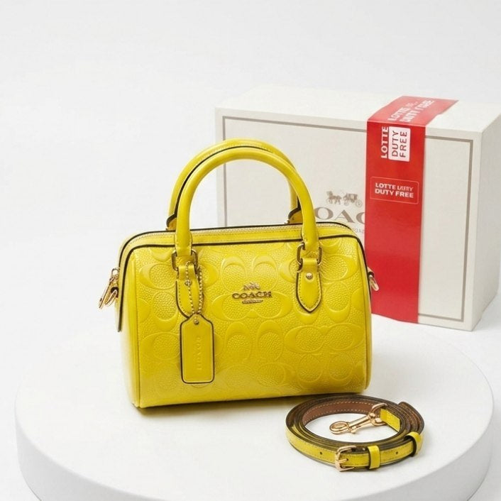 Coach Red Signature Mirror Original Satchel with Crossbody Strap 👜