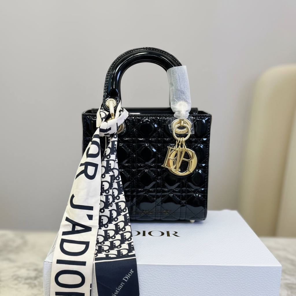 Lady Dior Quilted Patent Leather Bag with Gold-Tone Hardware ✨👜