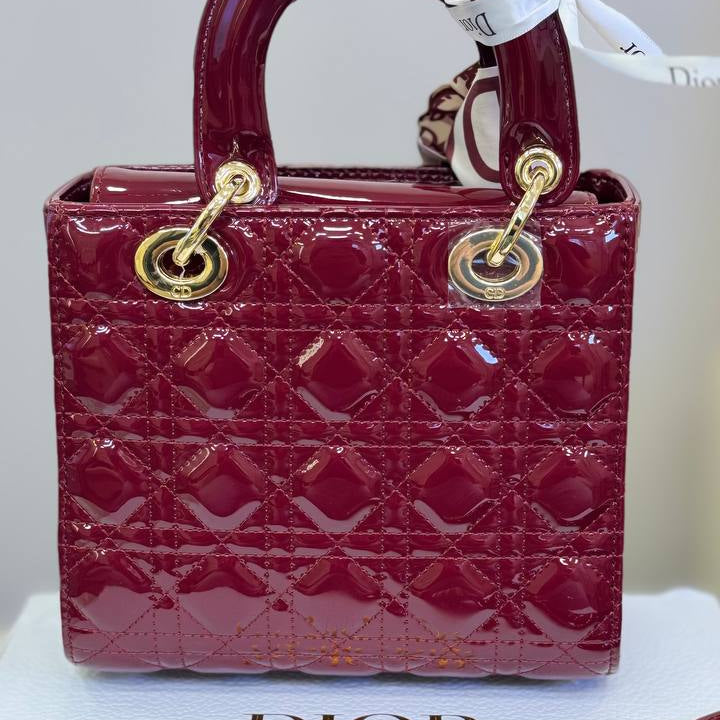 Lady Dior Quilted Patent Leather Bag with Gold-Tone Hardware ✨👜