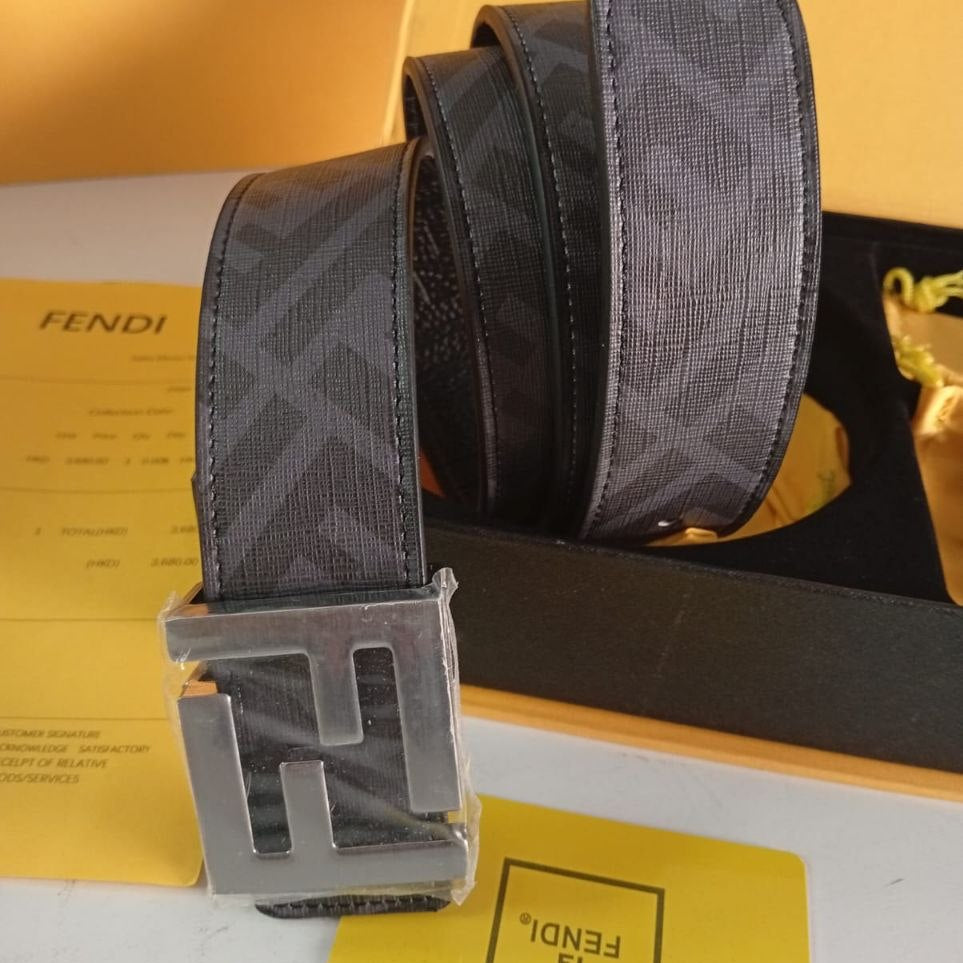 Fendi Reversible Leather Belt Set with Interchangeable Buckle 🖤✨